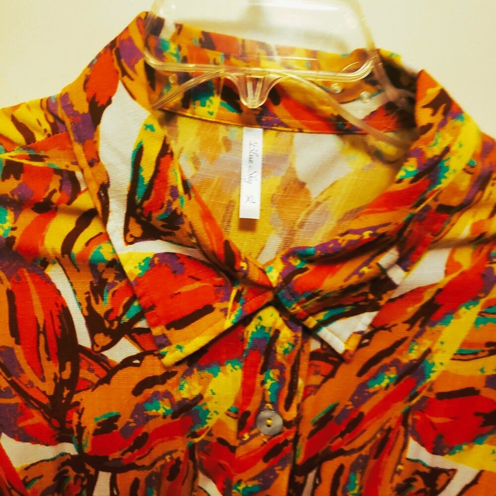 Lorraine Linen-Bamboo Blouse - Orange Crushed! - Picture 8 of 14